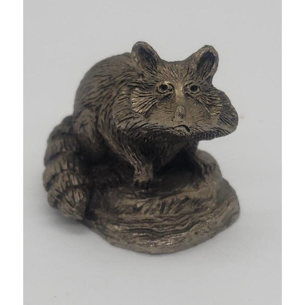 Vintage 1990 artist signed‎ Bouvier pewter RACCOON small figurine